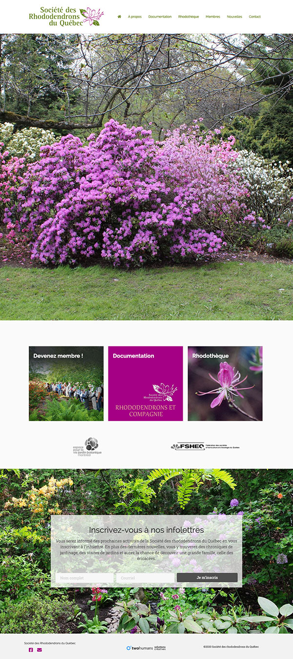 La Société des rhododendrons du Québec - Page d'accueil par Two Humans