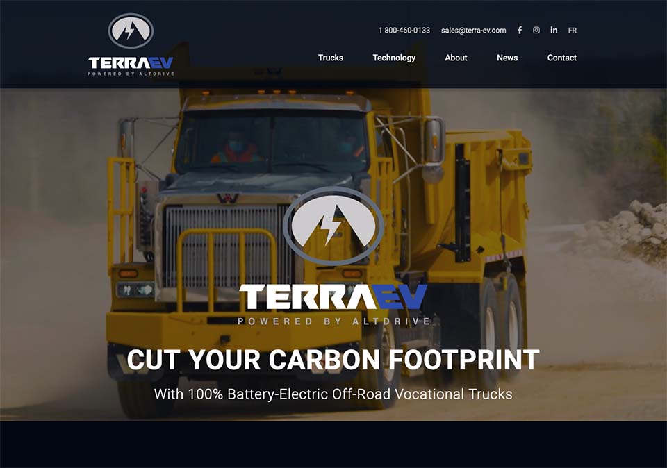 Site Web Terra-EV par Two Humans haute technologie et transport